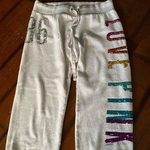 PINK bling lounge sweats/capris size Medium